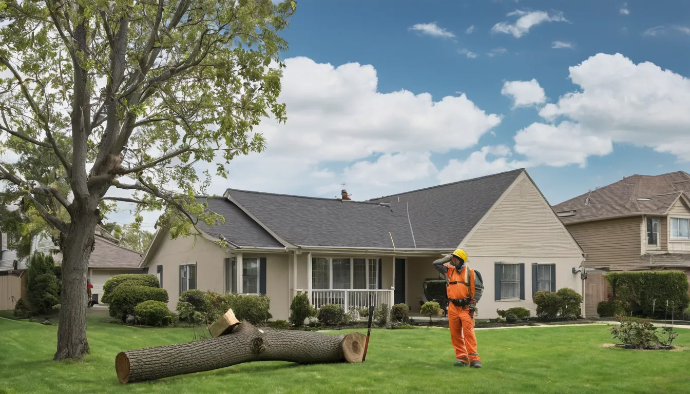 A tree provider checking a storm-damaged limb near a home in the Kimberly area